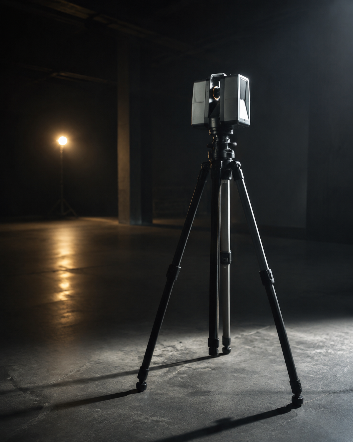 Calibration instrument standing alone in a dark room